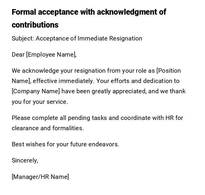 Formal acceptance with acknowledgment of contributions Formal acceptance with acknowledgment of contributions