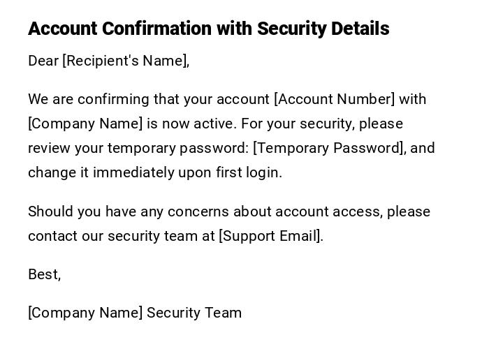 Account Confirmation with Security Details