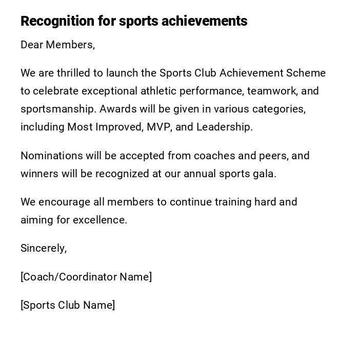 Recognition for sports achievements