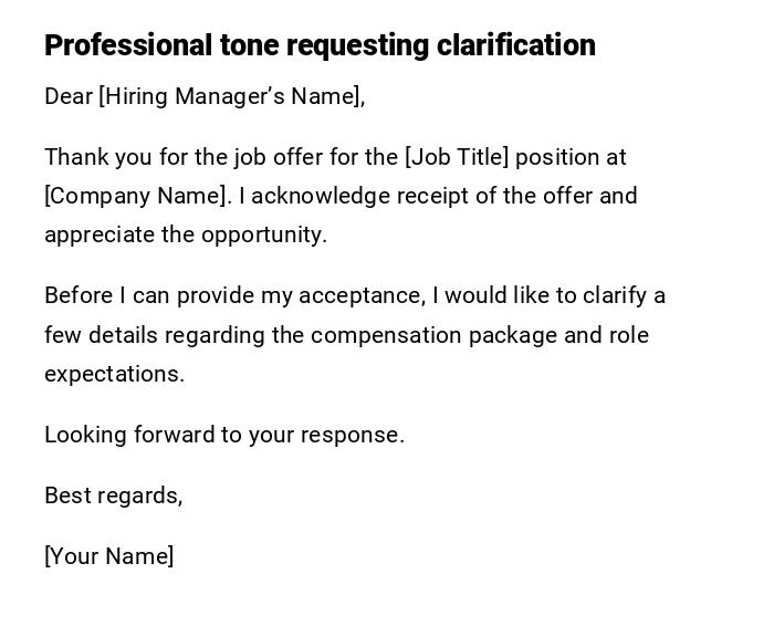Professional tone requesting clarification