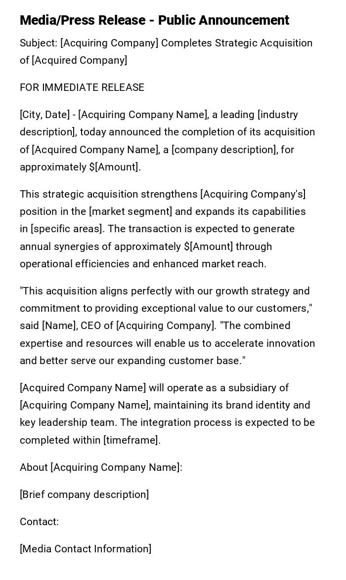 Media/Press Release - Public Announcement Media/Press Release - Public Announcement