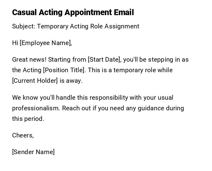 Casual Acting Appointment Email