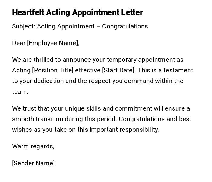 Heartfelt Acting Appointment Letter