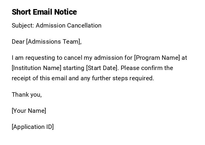 Short Email Notice