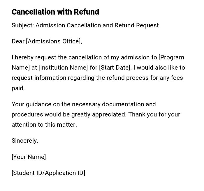 Cancellation with Refund