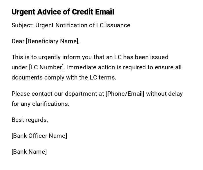 Urgent Advice of Credit Email Urgent Advice of Credit Email