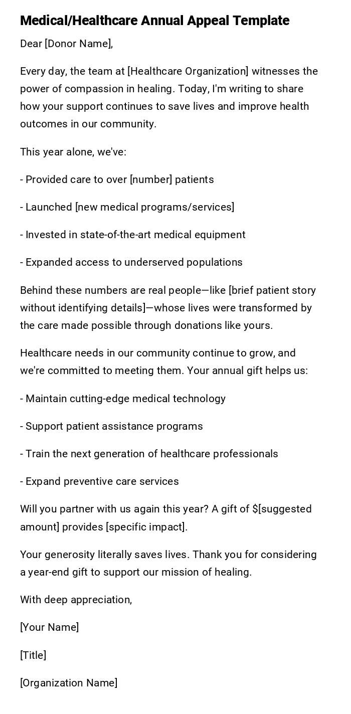 Medical/Healthcare Annual Appeal Template Medical/Healthcare Annual Appeal Template