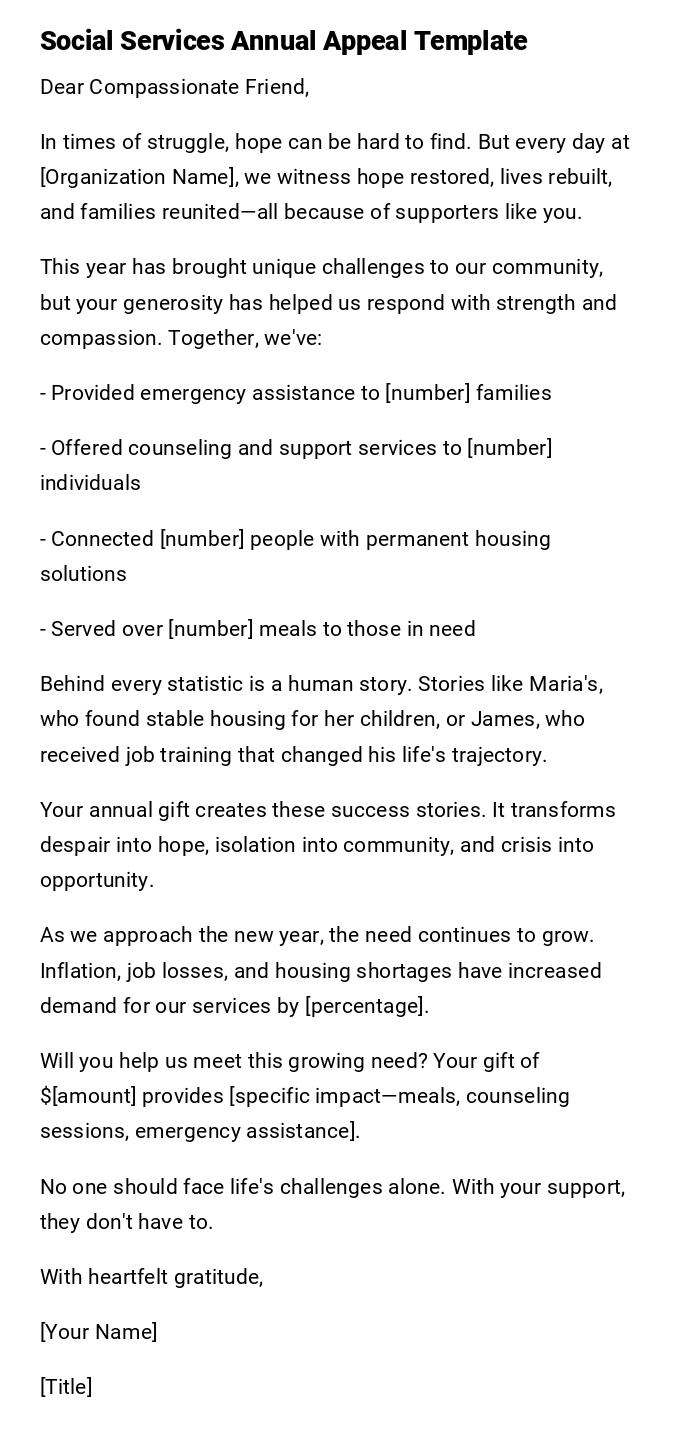 Social Services Annual Appeal Template Social Services Annual Appeal Template