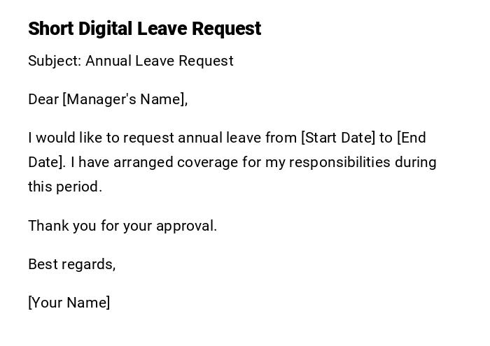 Short Digital Leave Request Short Digital Leave Request