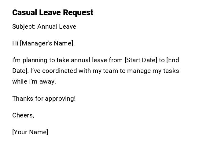 Casual Leave Request Casual Leave Request