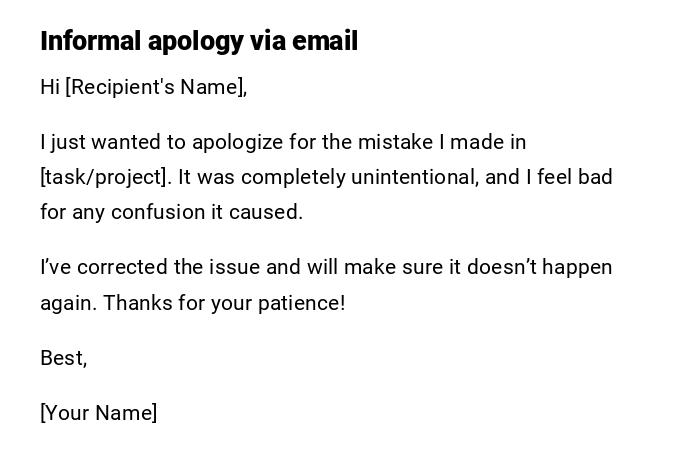 Informal apology via email