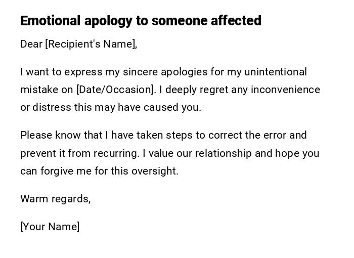Emotional apology to someone affected