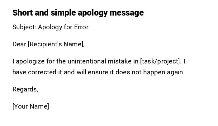 Short and simple apology message