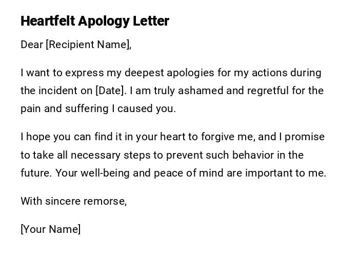 Heartfelt Apology Letter Heartfelt Apology Letter