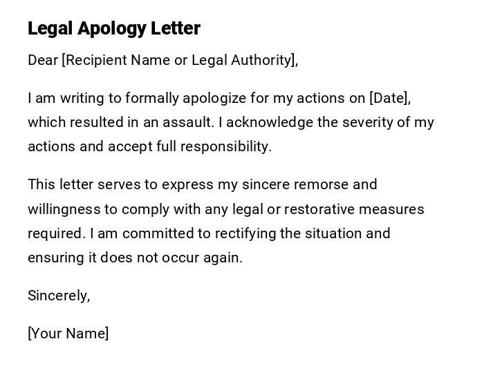 Legal Apology Letter Legal Apology Letter