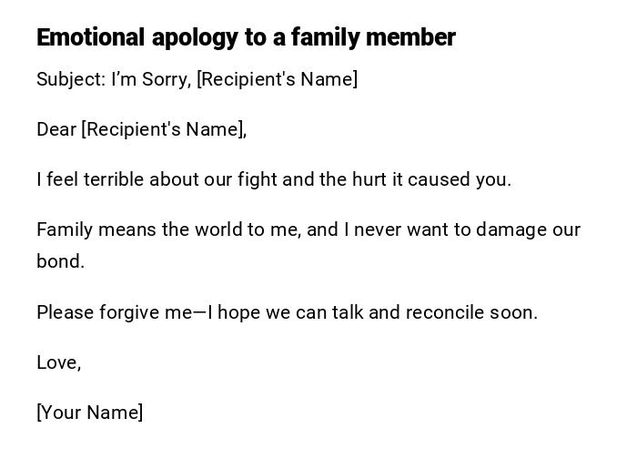 Emotional apology to a family member Emotional apology to a family member