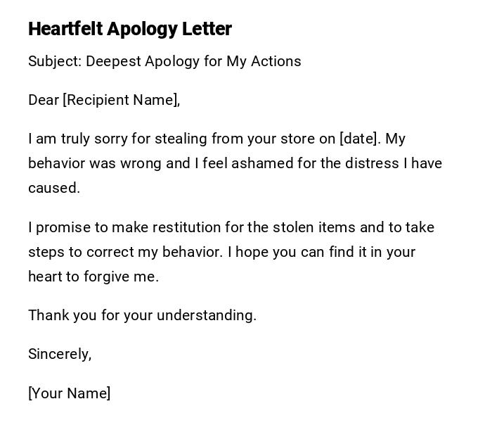 Heartfelt Apology Letter