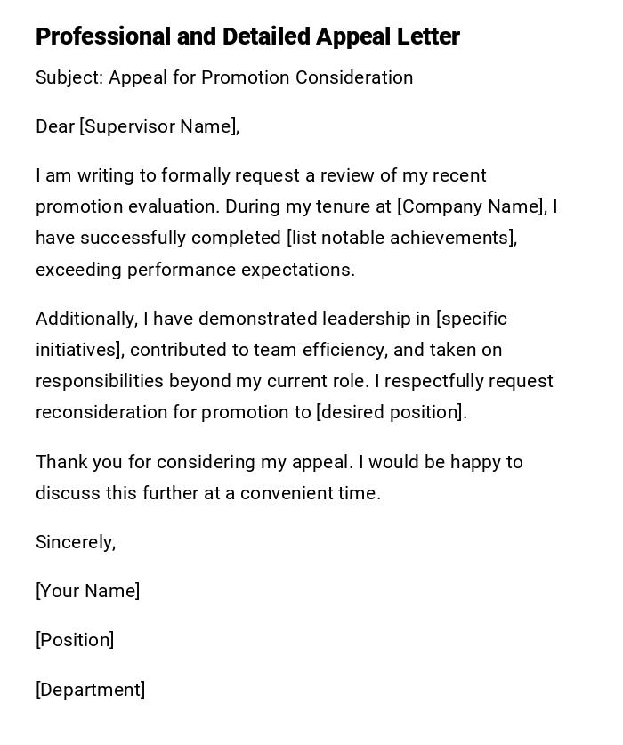 Professional and Detailed Appeal Letter Professional and Detailed Appeal Letter
