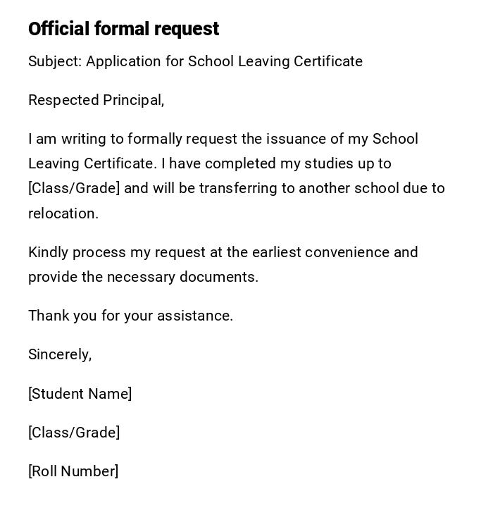 Official formal request Official formal request