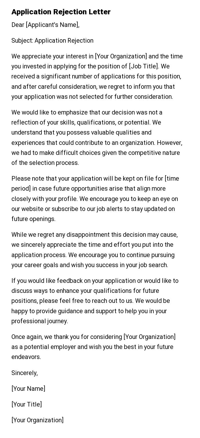 Application Rejection Letter