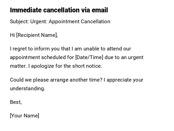 Immediate cancellation via email Immediate cancellation via email