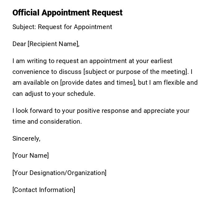 Official Appointment Request