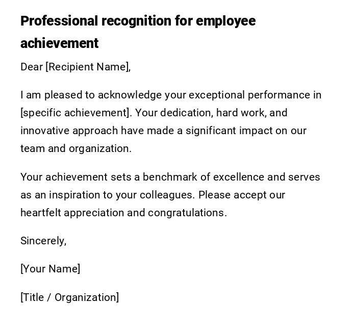 Professional recognition for employee achievement