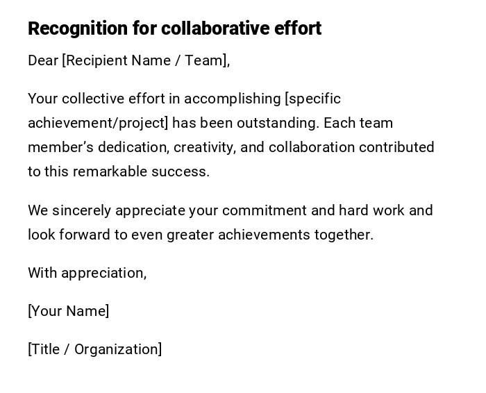 Recognition for collaborative effort