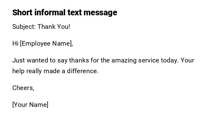 Short informal text message