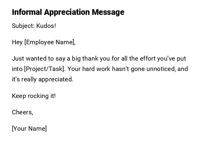 Informal Appreciation Message Informal Appreciation Message