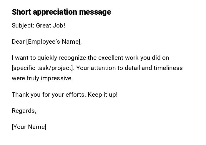 Short appreciation message Short appreciation message