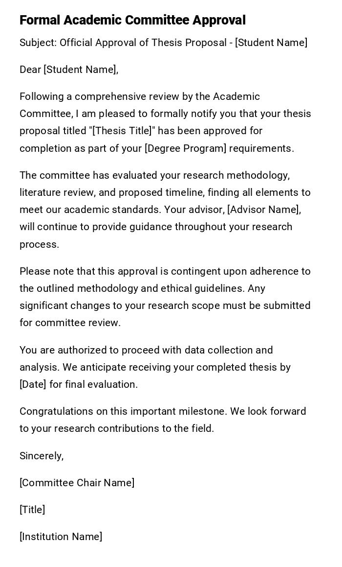 Formal Academic Committee Approval Formal Academic Committee Approval