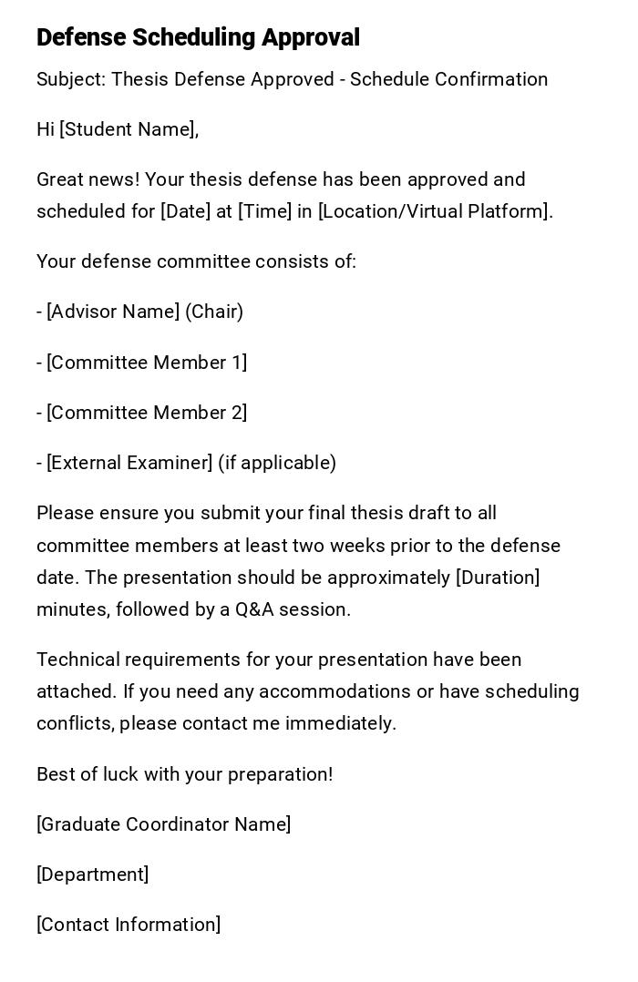 Defense Scheduling Approval Defense Scheduling Approval