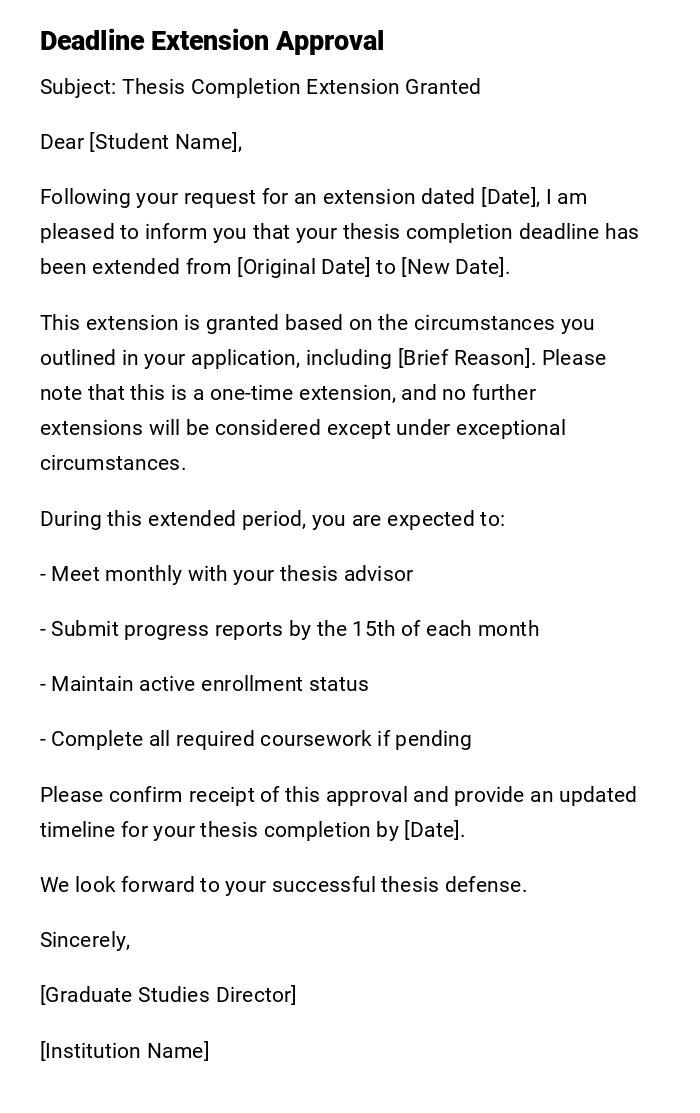 Deadline Extension Approval Deadline Extension Approval