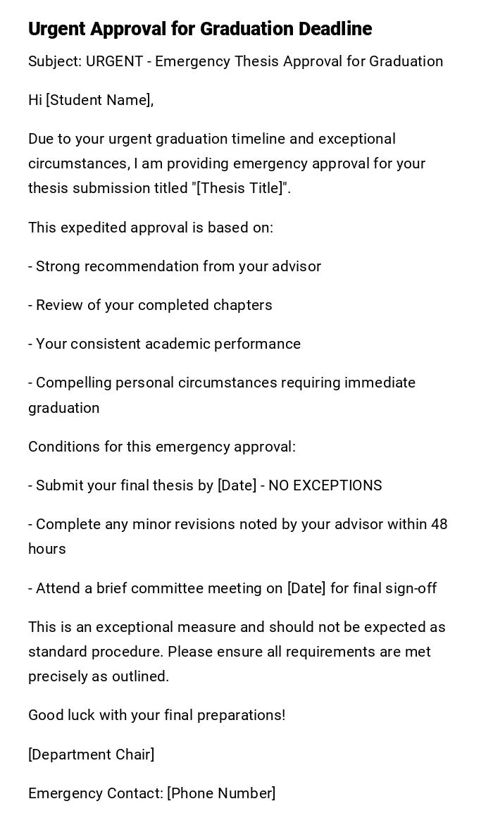 Urgent Approval for Graduation Deadline Urgent Approval for Graduation Deadline