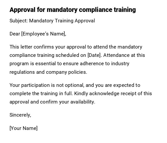 Approval for mandatory compliance training