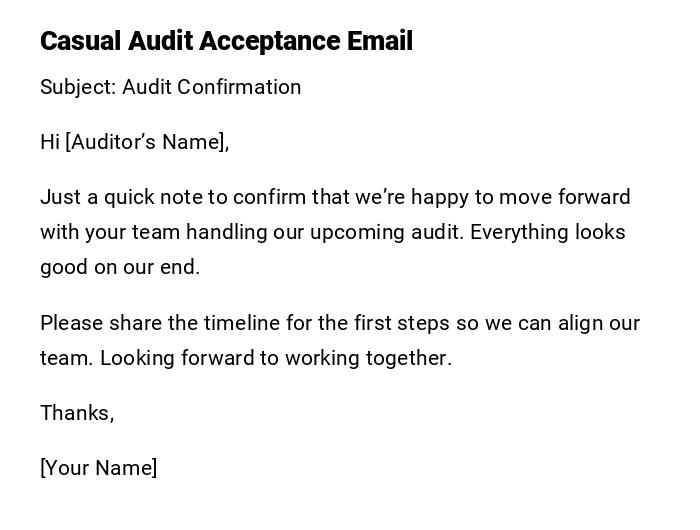 Casual Audit Acceptance Email