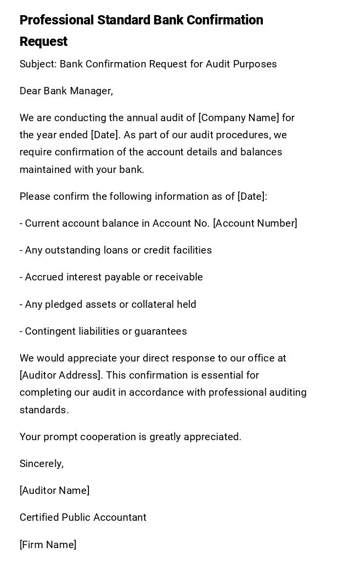 Professional Standard Bank Confirmation Request Professional Standard Bank Confirmation Request