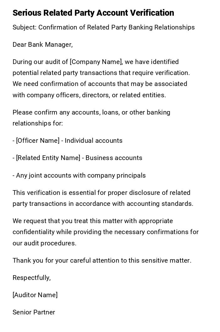 Serious Related Party Account Verification Serious Related Party Account Verification