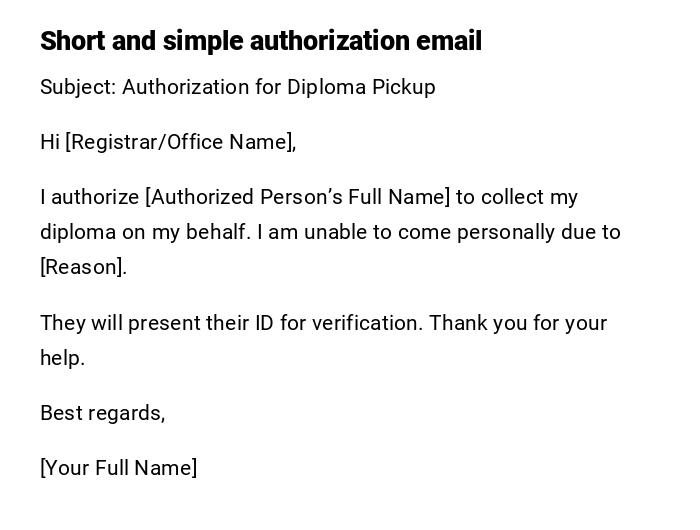 Short and simple authorization email