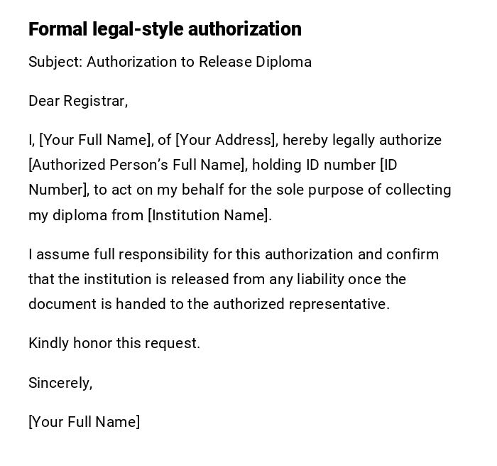 Formal legal-style authorization