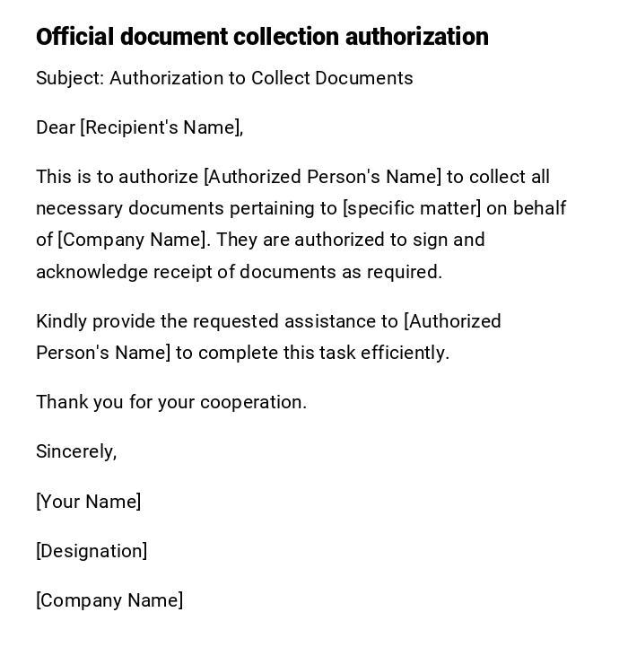 Official document collection authorization