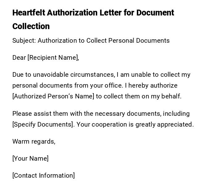 Heartfelt Authorization Letter for Document Collection