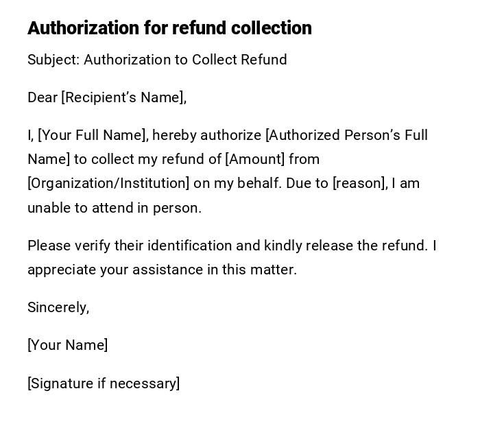Authorization for refund collection