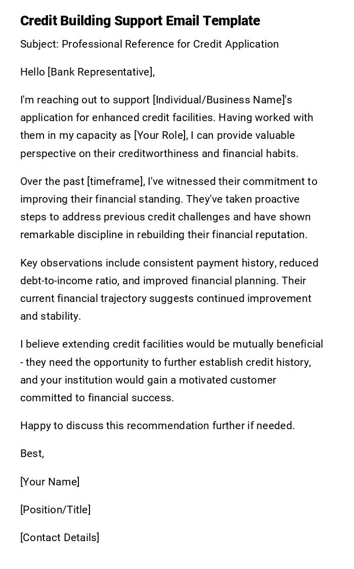 Credit Building Support Email Template Credit Building Support Email Template