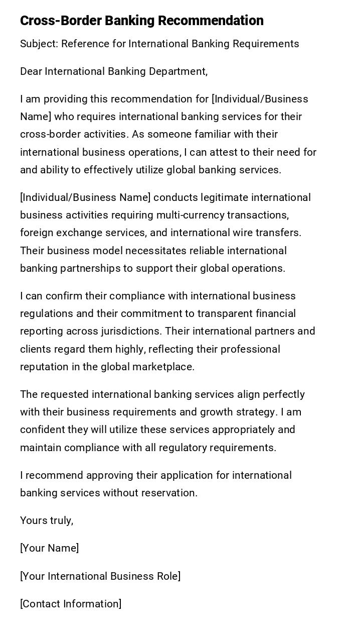 Cross-Border Banking Recommendation Cross-Border Banking Recommendation