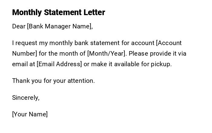 Monthly Statement Letter Monthly Statement Letter