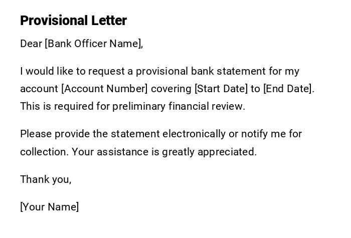 Provisional Letter Provisional Letter