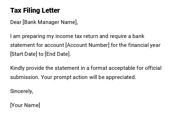 Tax Filing Letter Tax Filing Letter