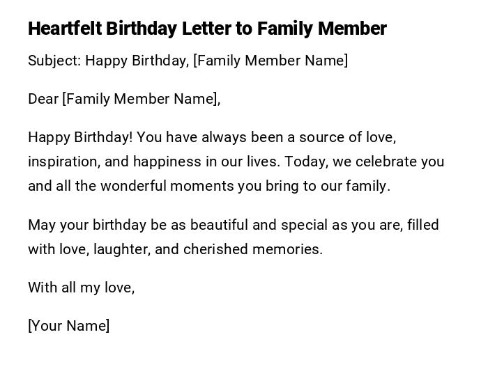 Heartfelt Birthday Letter to Family Member Heartfelt Birthday Letter to Family Member
